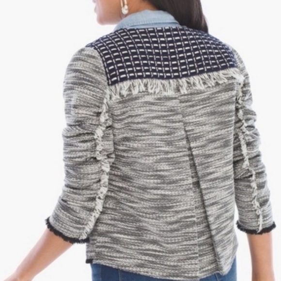 Chicos Navy Tweed Jacket - Picture 2 of 8